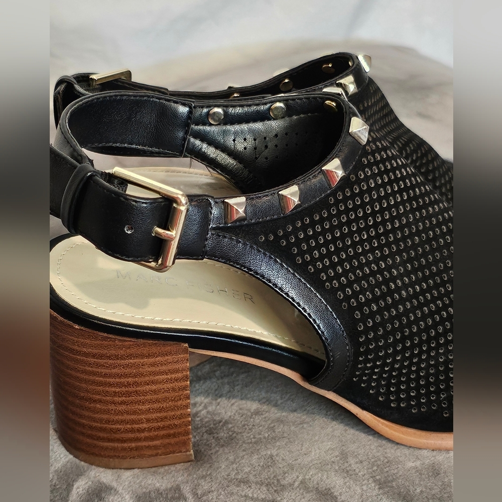 *NWOB* Marc Fisher Black Peep-Toe Heels with Silver Accents